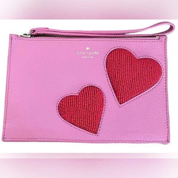 Kate Spade On Purpose Beaded Heart Wristlet Like New - Picture 2 of 5